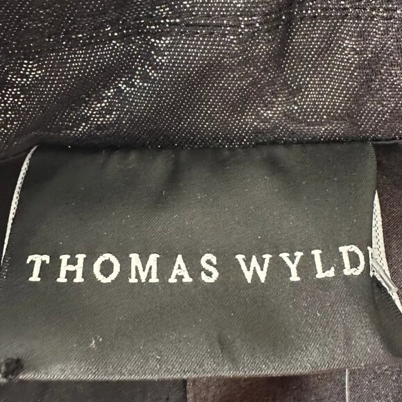 Thomas Wylde Black Metallic Printed Single Breasted Blazer Size 4 - Picture 9 of 10